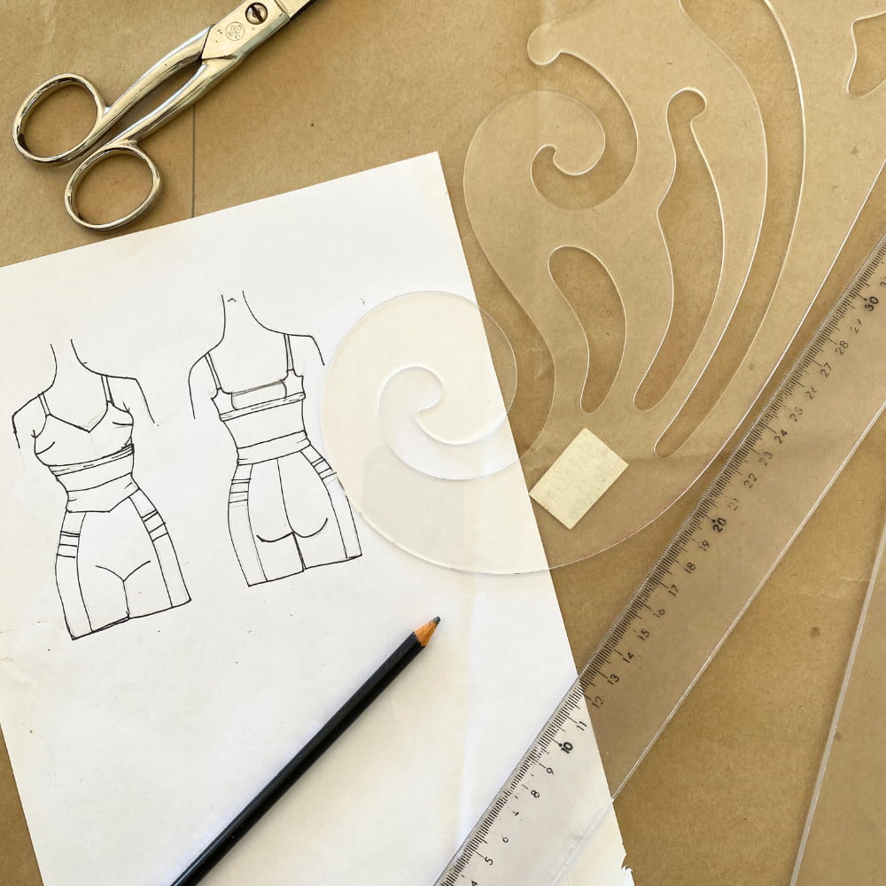 Desenho de roupa fitness sendo desenvolvido